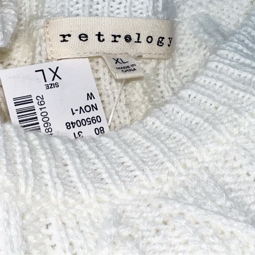Retrology  cream cable- knit crew neck sweater with pearl embellishments. - Picture 4 of 14